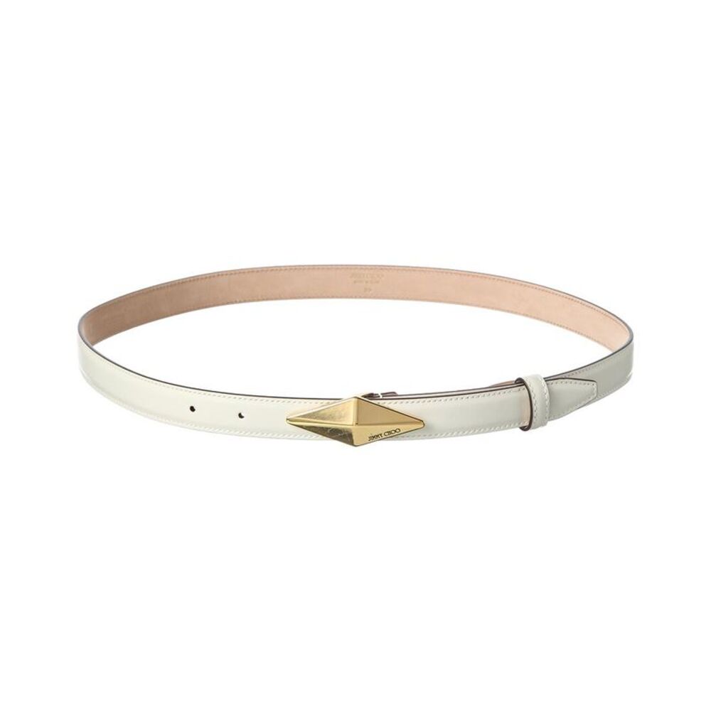 Jimmy Choo Diamond Clasp Leather Belt, White